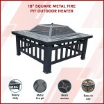 18 square metal fire pit outdoor heater" 18 square metal fire pit outdoor heater"