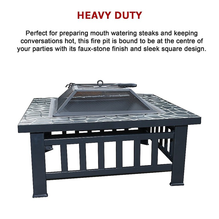 18 square metal fire pit outdoor heater" 18 square metal fire pit outdoor heater"