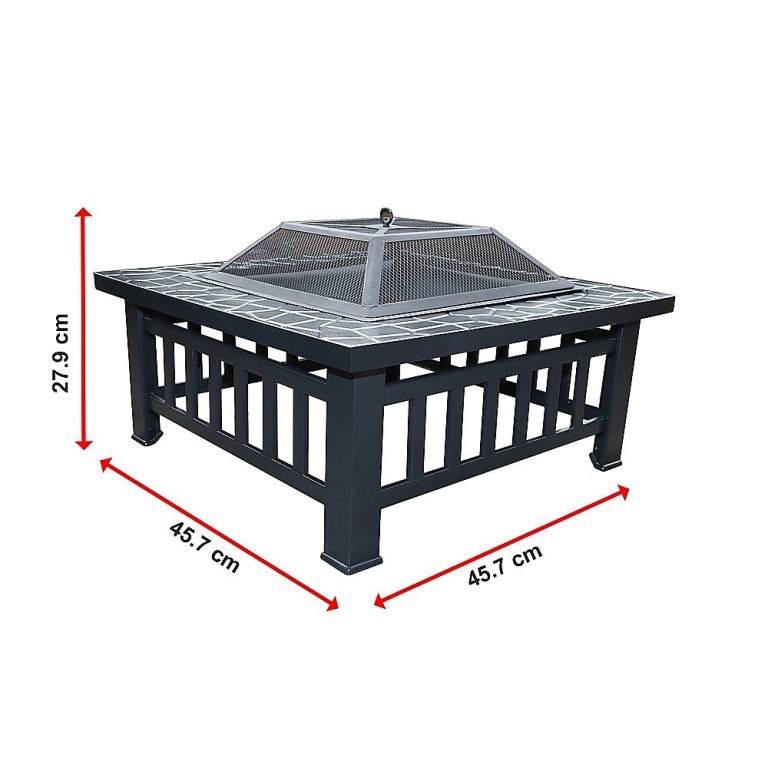 18 square metal fire pit outdoor heater" 18 square metal fire pit outdoor heater"