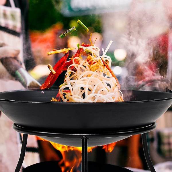 iron fire bowl traditional log fire pit outdoor heating camp site barbecue