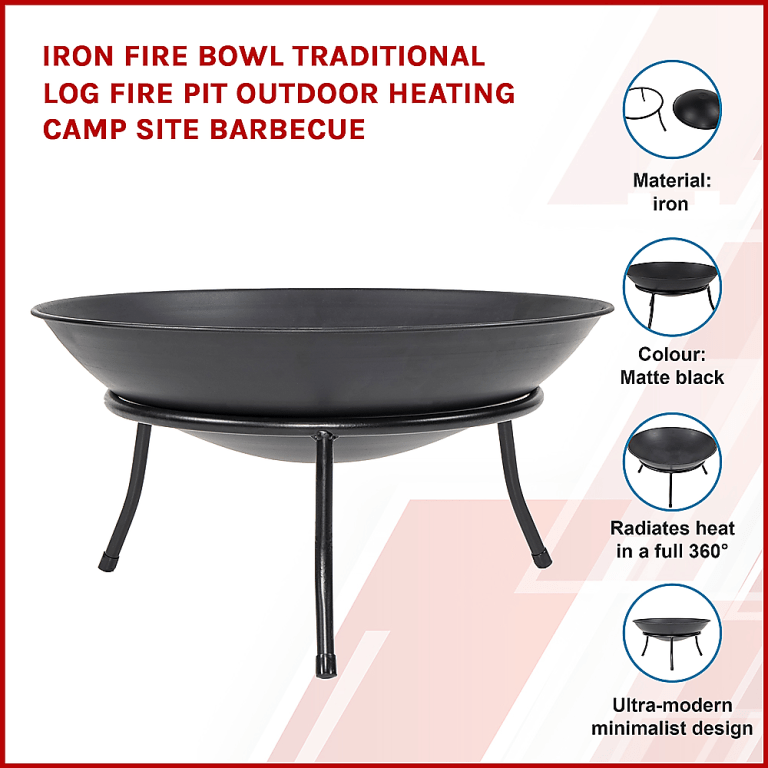 iron fire bowl traditional log fire pit outdoor heating camp site barbecue