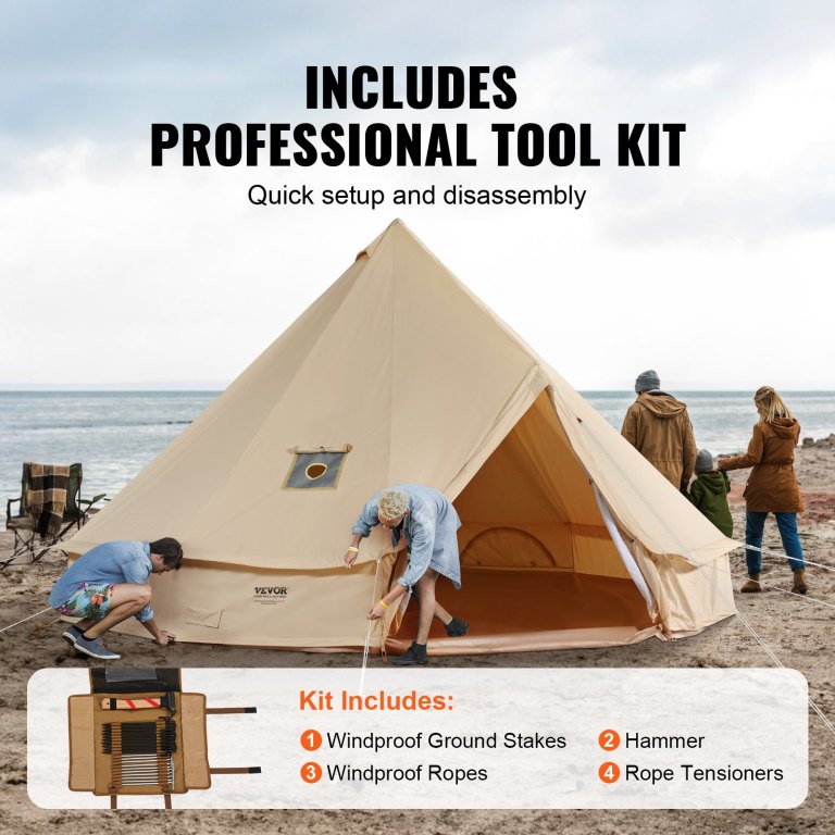 vevor canvas bell tent 4m/13.12ft 4 season camping yurt tent with stove jack vevor canvas bell tent 4m/13.12ft 4 season camping yurt tent with stove jack