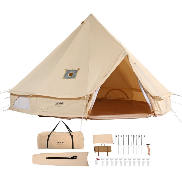 vevor canvas bell tent 4m/13.12ft 4 season camping yurt tent with stove jack vevor canvas bell tent 4m/13.12ft 4 season camping yurt tent with stove jack