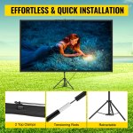 vevor tripod projector screen with stand 70 inch 16:9 4k hd projection screen stand wrinkle free height adjustable portable screen for projector indoor & outdoor for movie, home cinema, gaming, office