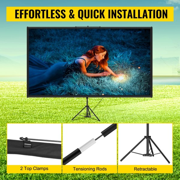 vevor tripod projector screen with stand 70 inch 16:9 4k hd projection screen stand wrinkle free height adjustable portable screen for projector indoor & outdoor for movie, home cinema, gaming, office vevor tripod projector screen with stand 70 inch 16:9 4k hd projection screen stand wrinkle free height adjustable portable screen for projector indoor & outdoor for movie, home cinema, gaming, office