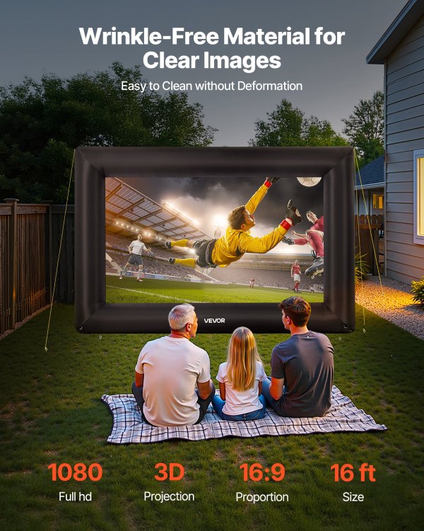 vevor 16 ft inflatable movie screen 16:9 600d movie projector with portable bag vevor 16 ft inflatable movie screen 16:9 600d movie projector with portable bag