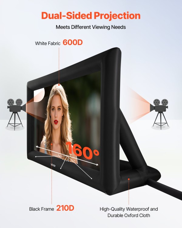 vevor 16 ft inflatable movie screen 16:9 600d movie projector with portable bag vevor 16 ft inflatable movie screen 16:9 600d movie projector with portable bag