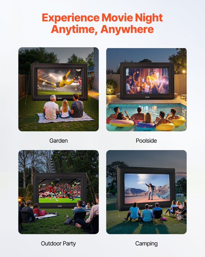 vevor 16 ft inflatable movie screen 16:9 600d movie projector with portable bag vevor 16 ft inflatable movie screen 16:9 600d movie projector with portable bag