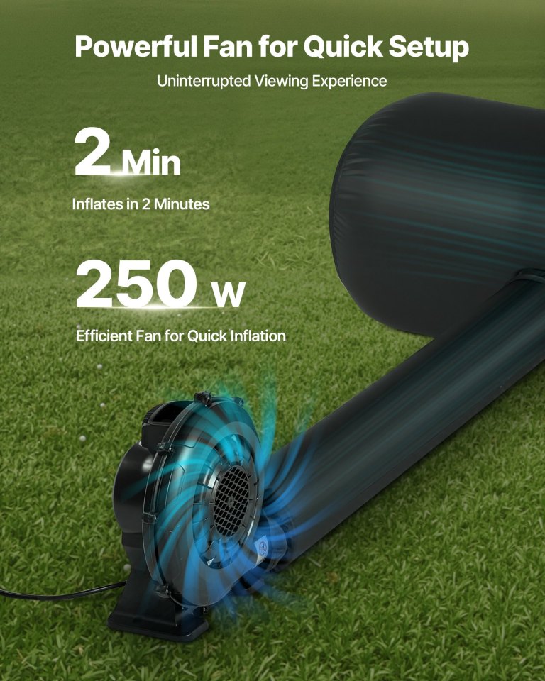 vevor 20 ft inflatable movie screen 16:9 600d movie projector with portable bag