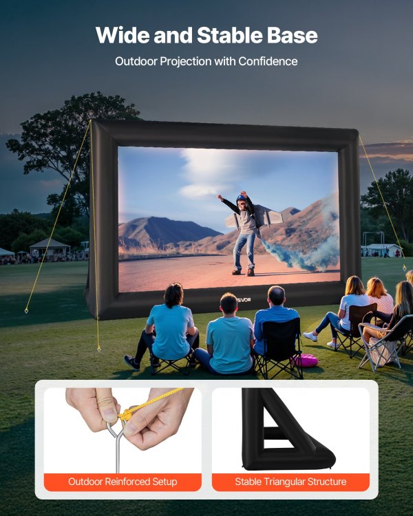 vevor 20 ft inflatable movie screen 16:9 600d movie projector with portable bag