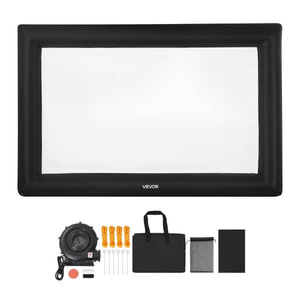 vevor 20 ft inflatable movie screen 16:9 600d movie projector with portable bag