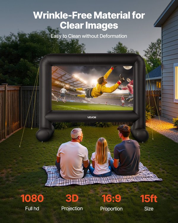 vevor 15 ft inflatable movie screen 16:9 600d movie projector with portable bag vevor 15 ft inflatable movie screen 16:9 600d movie projector with portable bag