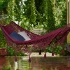 outdoor undercover cotton mayan legacy hammock with hand crocheted tassels king size maroon