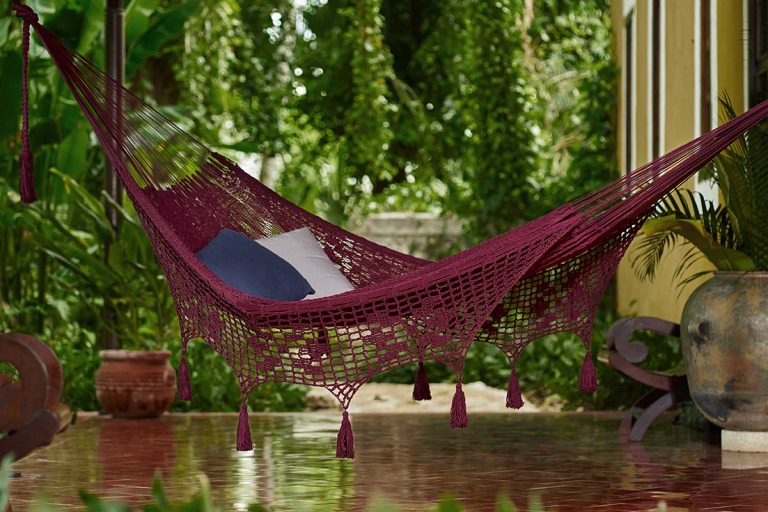 outdoor undercover cotton mayan legacy hammock with hand crocheted tassels king size maroon outdoor undercover cotton mayan legacy hammock with hand crocheted tassels king size maroon
