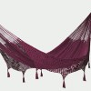 outdoor undercover cotton mayan legacy hammock with hand crocheted tassels king size maroon