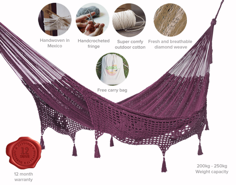 outdoor undercover cotton mayan legacy hammock with hand crocheted tassels queen size maroon outdoor undercover cotton mayan legacy hammock with hand crocheted tassels queen size maroon