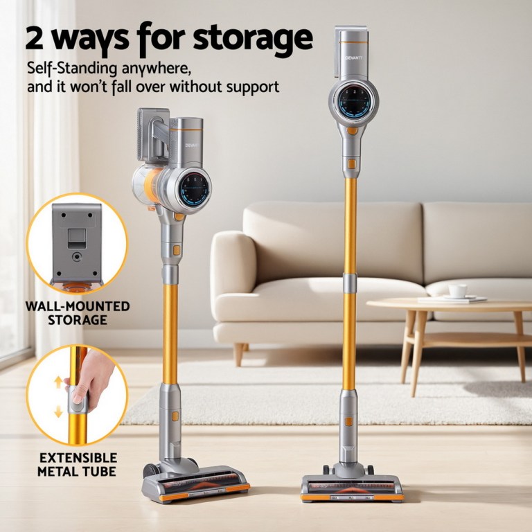 devanti 300w stick vacuum cleaner cordless self standing golden devanti 300w stick vacuum cleaner cordless self standing golden