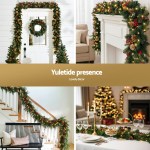 jingle jollys 1.8m christmas garland pre lit led pine cones berries xmas decor