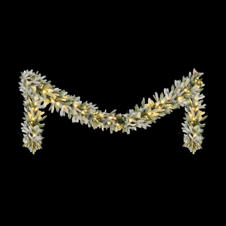 jingle jollys 3m christmas garland pre lit led lights snow frosted tips decor
