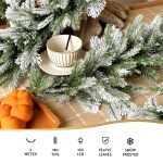 jingle jollys 3m christmas garland pre lit led lights snow frosted tips decor