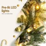 jingle jollys 3m christmas garland pre lit led lights snow frosted tips decor