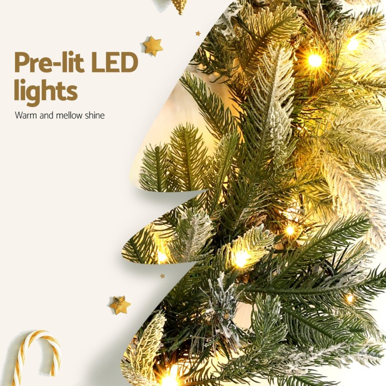 jingle jollys 3m christmas garland pre lit led lights snow frosted tips decor
