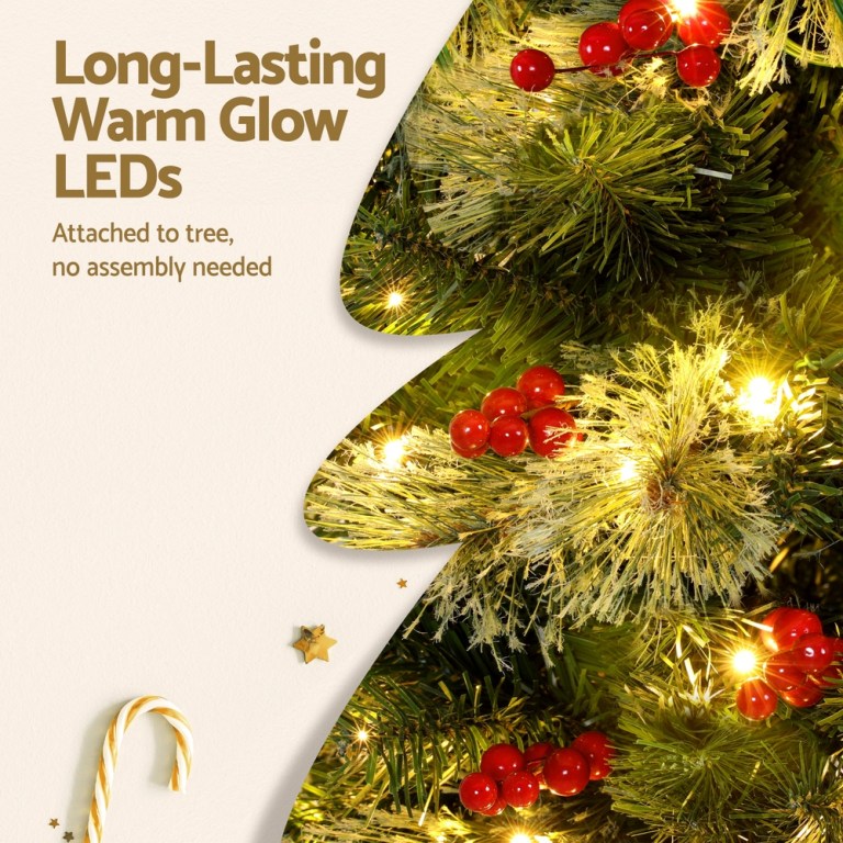 jingle jollys christmas tree 1.8m led xmas tree party decorations red barries jingle jollys christmas tree 1.8m led xmas tree party decorations red barries