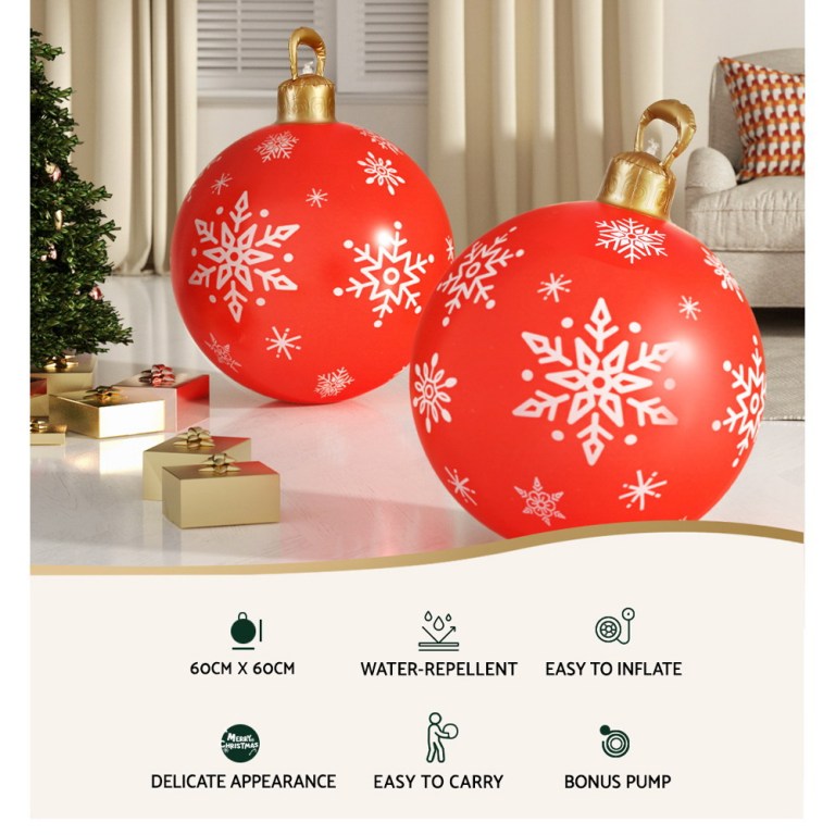 jingle jollys christmas inflatable ball bauble 60cm outdoor decoration red
