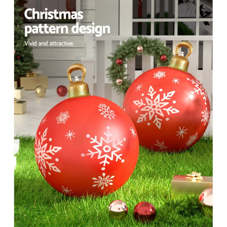 jingle jollys christmas inflatable ball bauble 60cm outdoor decoration red