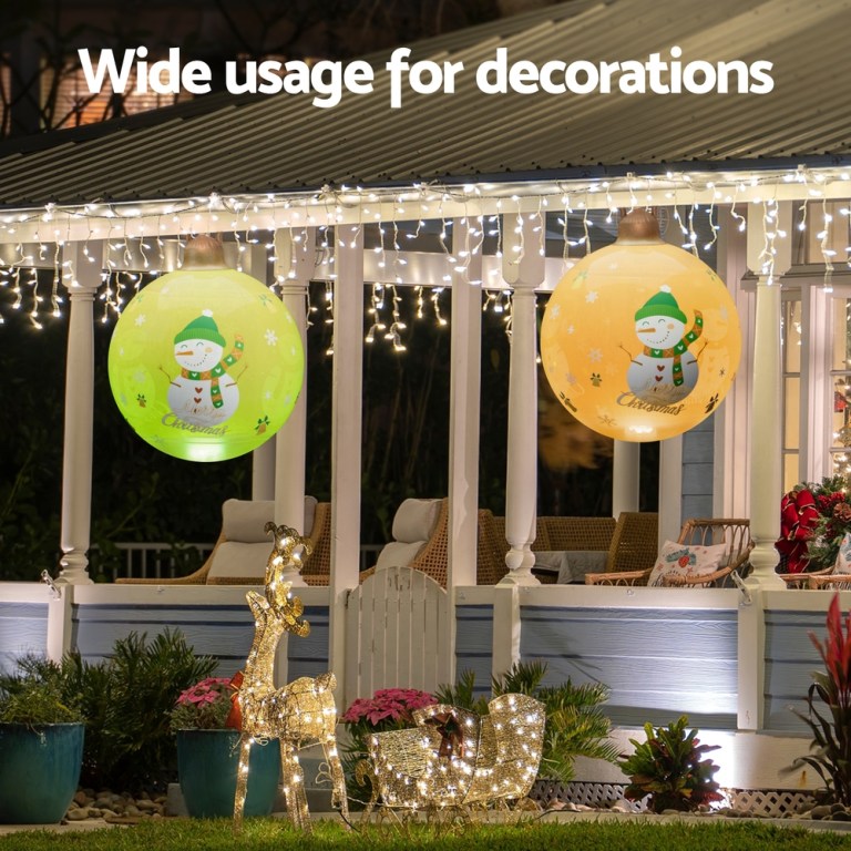 jingle jollys christmas inflatable ball 60cm led illuminated snowman xmas decor