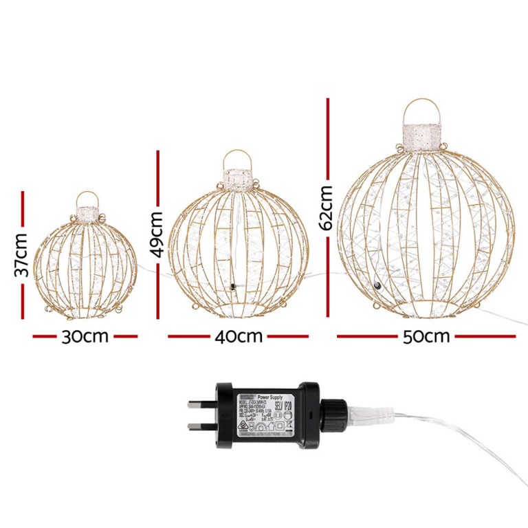 3 pcs christmas lights 360 led fairy light ball decorations jingle jollys