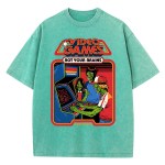 Video Games Rot Your Brains Washed Retro Mens T-Shirt Cotton Loose Tees Cotton Oversize Streetwear Breathable Tshirt Couple 1