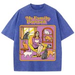 My Family Portrait Design Retro Men T-Shirt Casual Loose Tee Shirts Snow Wash T Shirt Hip Hop Cotton New Unisex Short Sleeve