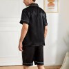 Men Satin Pajama Set Sleepwear for Man Summer Short Sleeve Button-Down Shirt & Shorts Pajamas 2 Piece Home Clothes Short Suit 2
