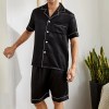 Men Satin Pajama Set Sleepwear for Man Summer Short Sleeve Button-Down Shirt & Shorts Pajamas 2 Piece Home Clothes Short Suit 3