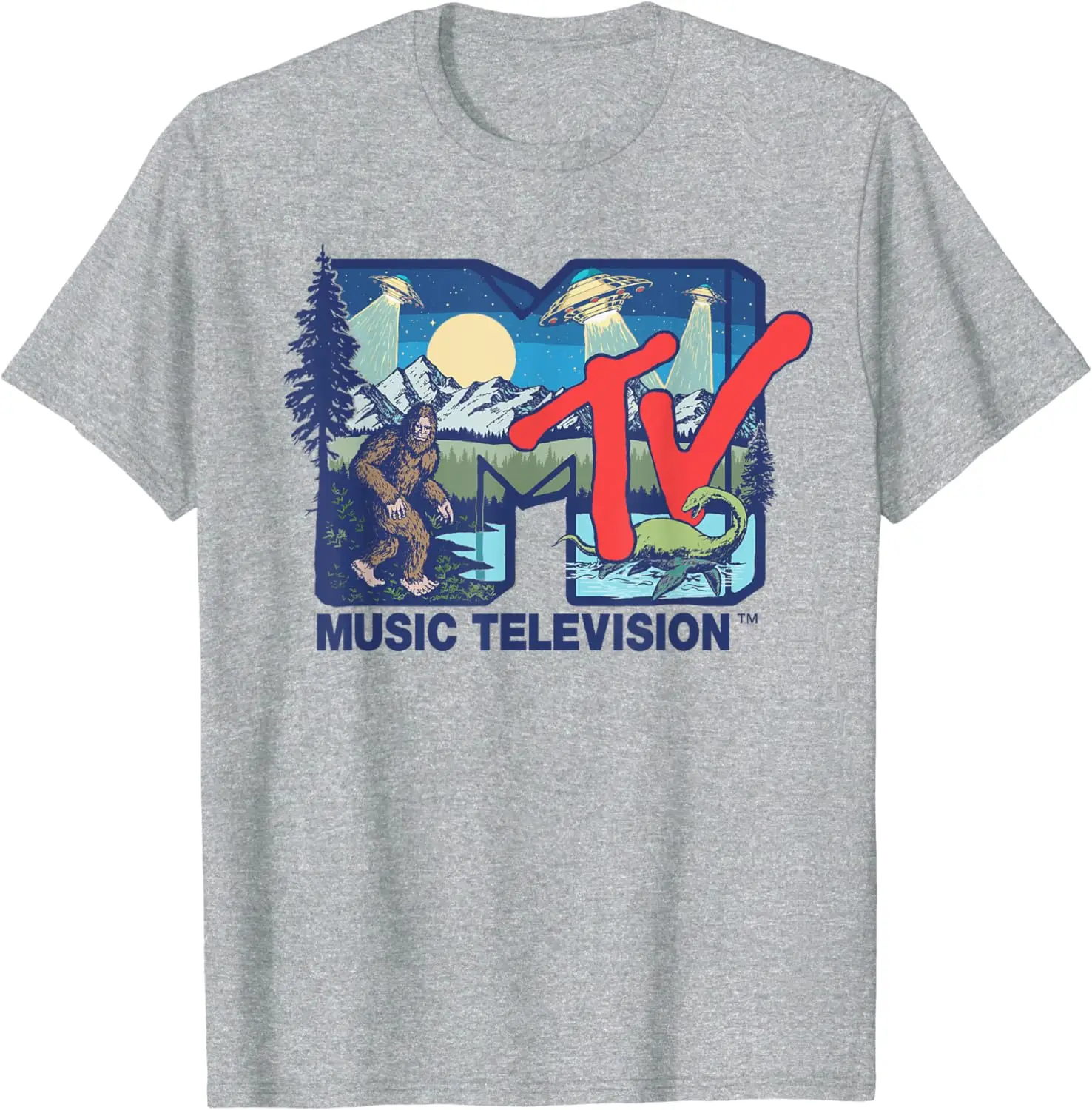 MTV - Cryptid MTV Logo Featuring Bigfoot UFO Aliens Nessie T-Shirt 1