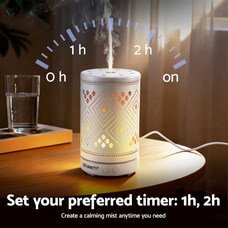 devanti ultrasonic aroma diffuser aromatherapy 100ml led lights iron humidifier forest devanti ultrasonic aroma diffuser aromatherapy 100ml led lights iron humidifier forest