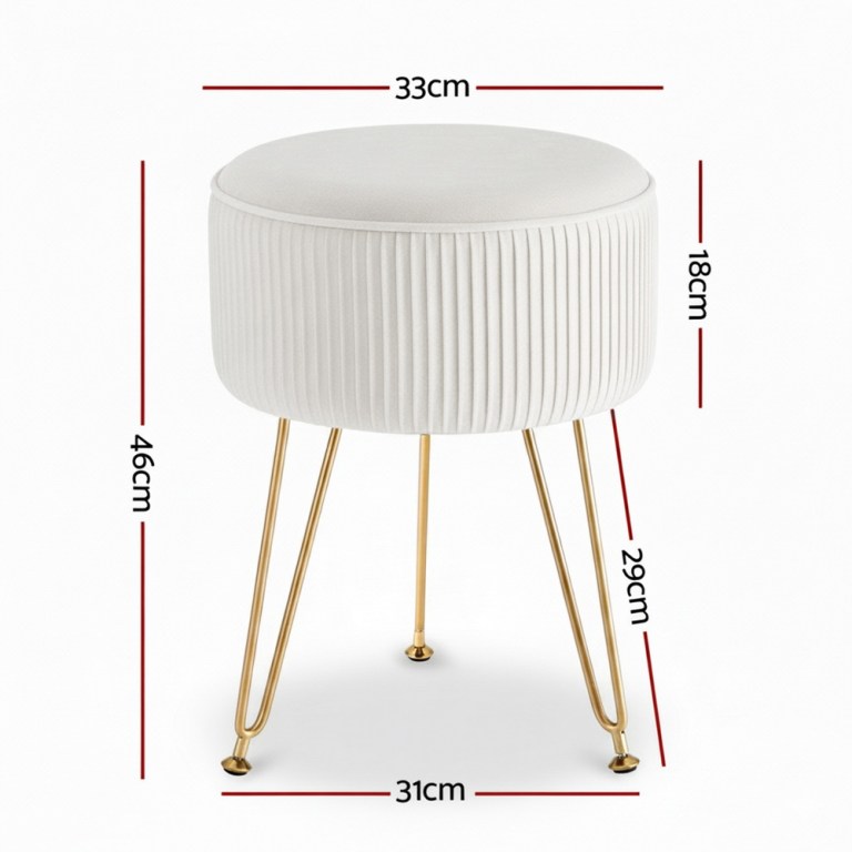 artiss ottoman foot stool vanity velvet round white