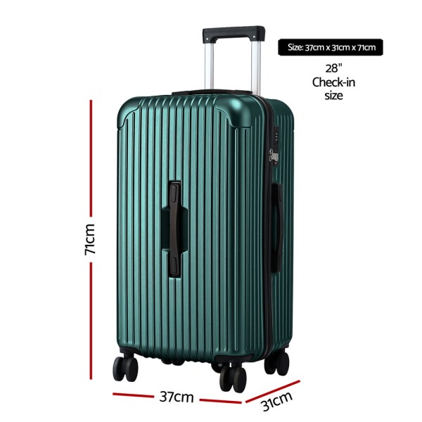 wanderlite 28 trunk luggage suitcase travel 5 wheels type c port tsa green"