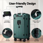 wanderlite 28 trunk luggage suitcase travel 5 wheels type c port tsa green"