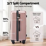 wanderlite 28 trunk luggage suitcase travel 5 wheels type c port tsa rose gold"
