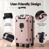 wanderlite 28 trunk luggage suitcase travel 5 wheels type c port tsa rose gold"