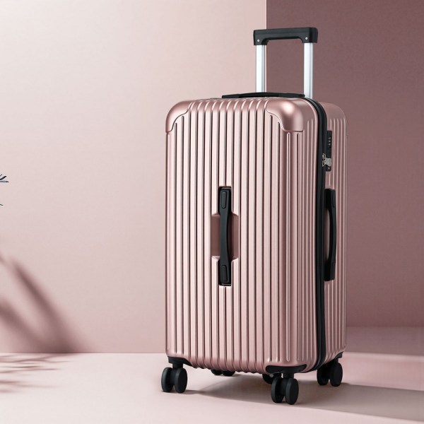 wanderlite 28 trunk luggage suitcase travel 5 wheels type c port tsa rose gold"