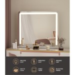 embellir makeup mirror 60x50cm hollywood vanity with led light tabletop white