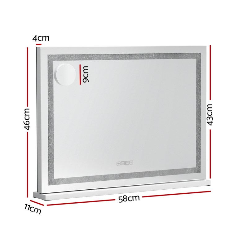 embellir bluetooth makeup mirror 58x46cm hollywood vanity with led light crystal