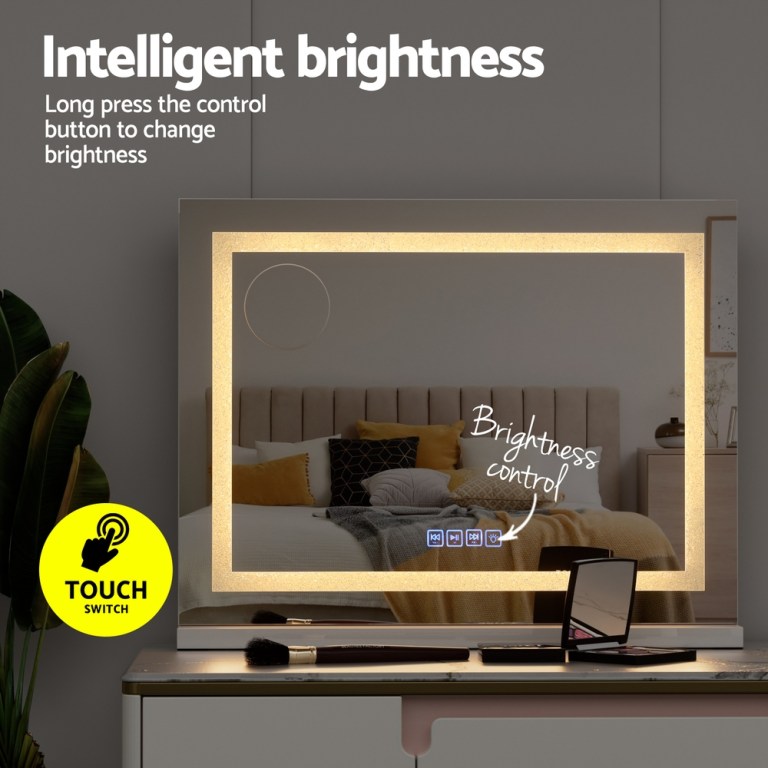 embellir bluetooth makeup mirror 58x46cm hollywood vanity with led light crystal