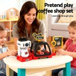keezi kids pretend role play toy coffee shop with coffee maker machine play money food tea party set