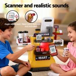 keezi kids pretend playset supermarket shopping role play toy cash food 48pcs