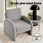 artiss armchair accent chair lounge tub sofa couch curved arm seat boucle grey