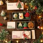 3pcs christmas scented candle gift set elk, tree, gingerbread man,